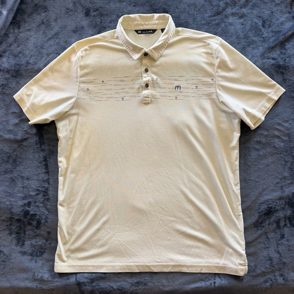Travis Mathew Men's XL Pit Boss Polo Heather Pale Sunset Yellow Pima Cotton